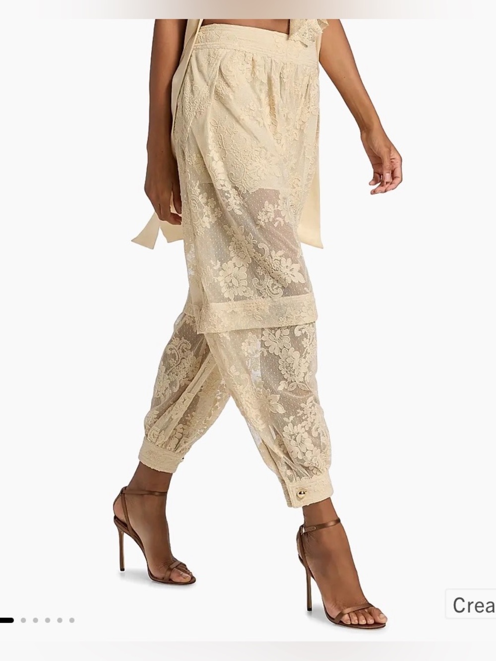#1446 MUY MUY White Sheer Lace Jogger Pants